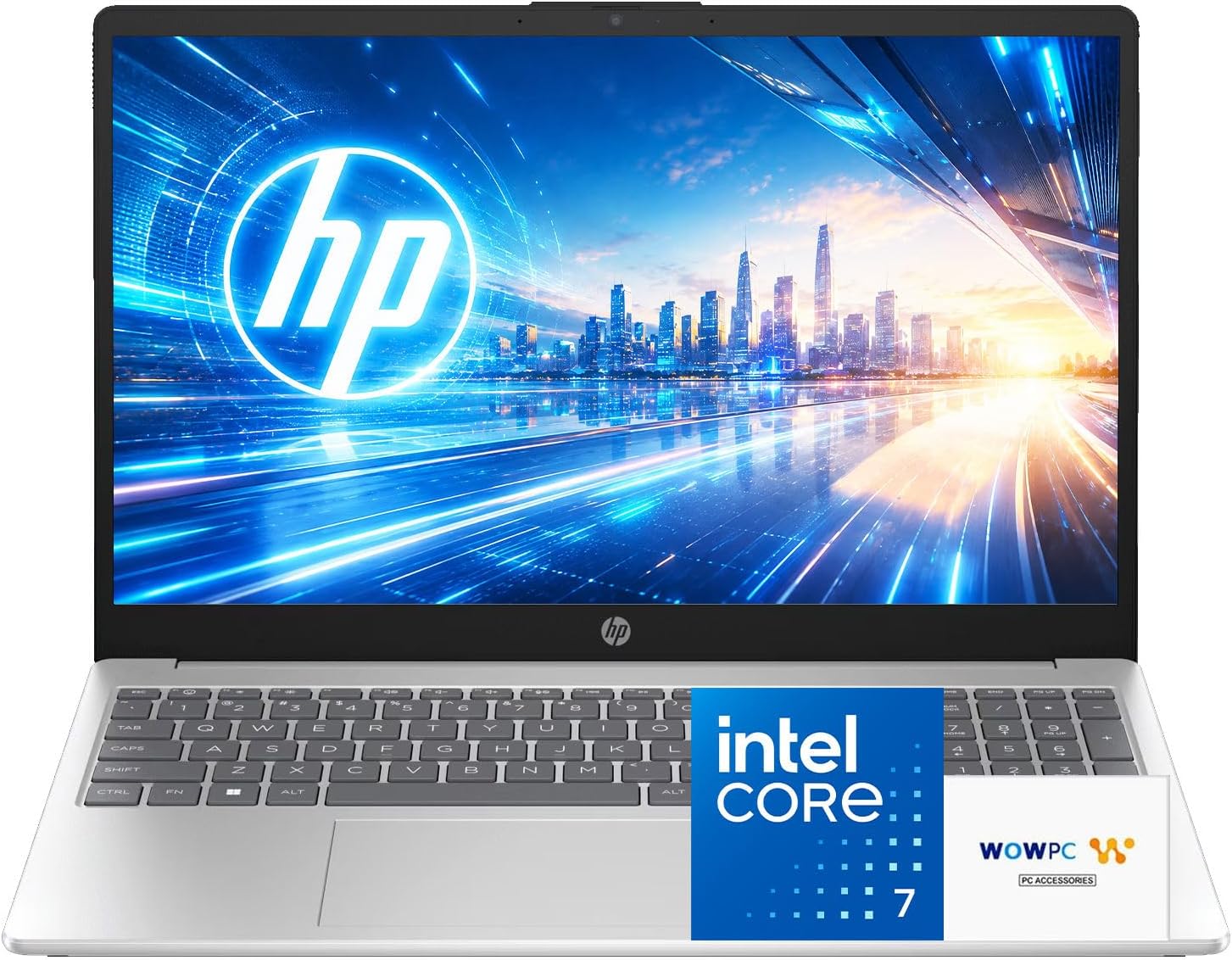 HP 2026 15.6' FHD Business & Academic Laptop • Intel Core 7 150U (10 cores, 5.4 GHz) • 16GB RAM • 512GB SSD • Copilot Key • Webcam • HDMI • Wi-Fi 6 • Windows 11 Home • Natural Silver • WOWPC USB