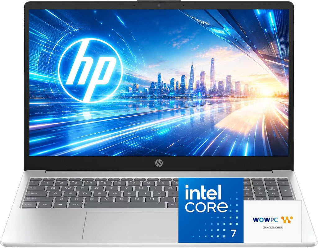 HP 2026 15.6' FHD Business & Academic Laptop • Intel Core 7 150U (10 cores, 5.4 GHz) • 8GB RAM • 512GB SSD • Copilot Key • Webcam • HDMI • Wi-Fi 6 • Windows 11 Home • Natural Silver • WOWPC USB