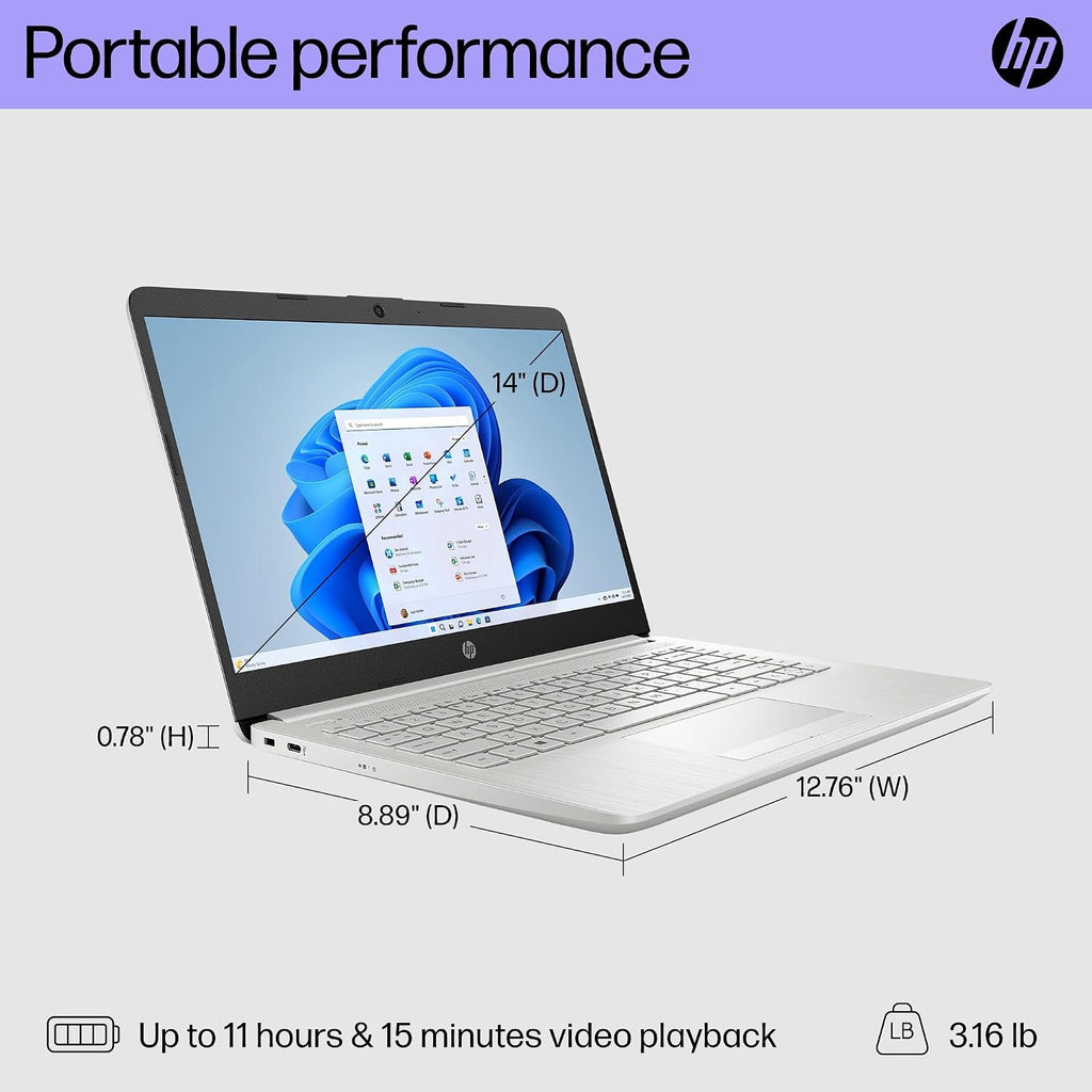 Hp Stream 14' HD Laptop | Intel Celeron N4120 Processor | Intel UHD Graphics 600 | Microsoft Office 365 | 4GB RAM | 64GB SSD | Windows 11 S | Bundle with Laptop Stand