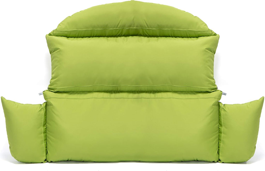 LeisureMod 2 Person Hanging Swing Chair Cushion - Light Green, Breathable Cotton, Weather-Resistant, Machine Washable, Zipper Cover