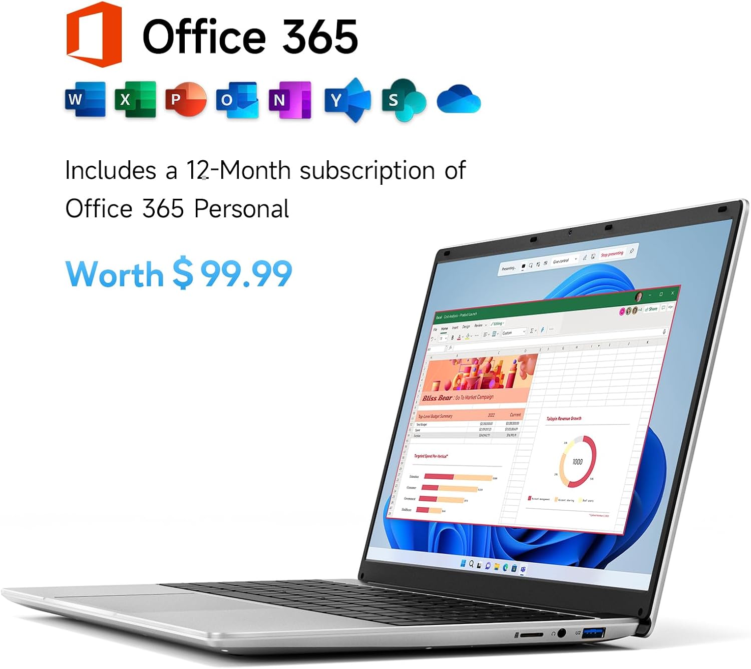 jumper 15.6' Windows 11 Laptop, 5205U Processor 1.9GHz, 12GB RAM 640GB Storage, 1 Year Office 365, HDMI, WiFi 5, USB 3.0 Type-C, Full HD Display Laptop with Numeric Keyboard for Business Student