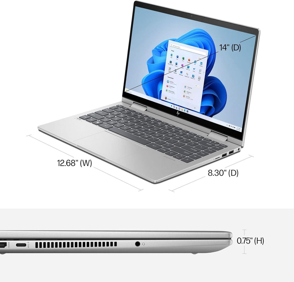 HP Envy x360 2-in-1 14' FHD IPS Touchscreen Laptop Intel Core i5-1335U(Beats i7-1260U) Backlit KB Fingerprint Reader, Windows 11 | Natural Silver (8GB RAM | 512GB SSD) (14 inch)