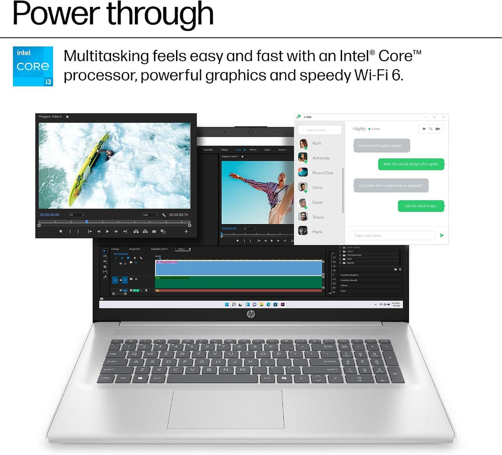 HP 17.3' Business BrightView Laptop, Intel i3 8-Core Processor, 32GB RAM, 2TB PCI-E SSD, HDMI, USB-C, Windows 11 Pro with Copilot, Includes Hub and Mouse, Intel UHD Graphics, Silver