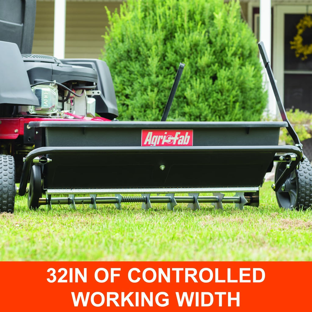 Agri-Fab 45-0543-AMZ 100 lb. Tow-Behind Lawn & Garden Spiker/Seeder/Drop Spreader for Seed,Fertilizer, Salt, Ice Melt; Designed to Pull Behind Lawn & Garden Tractors