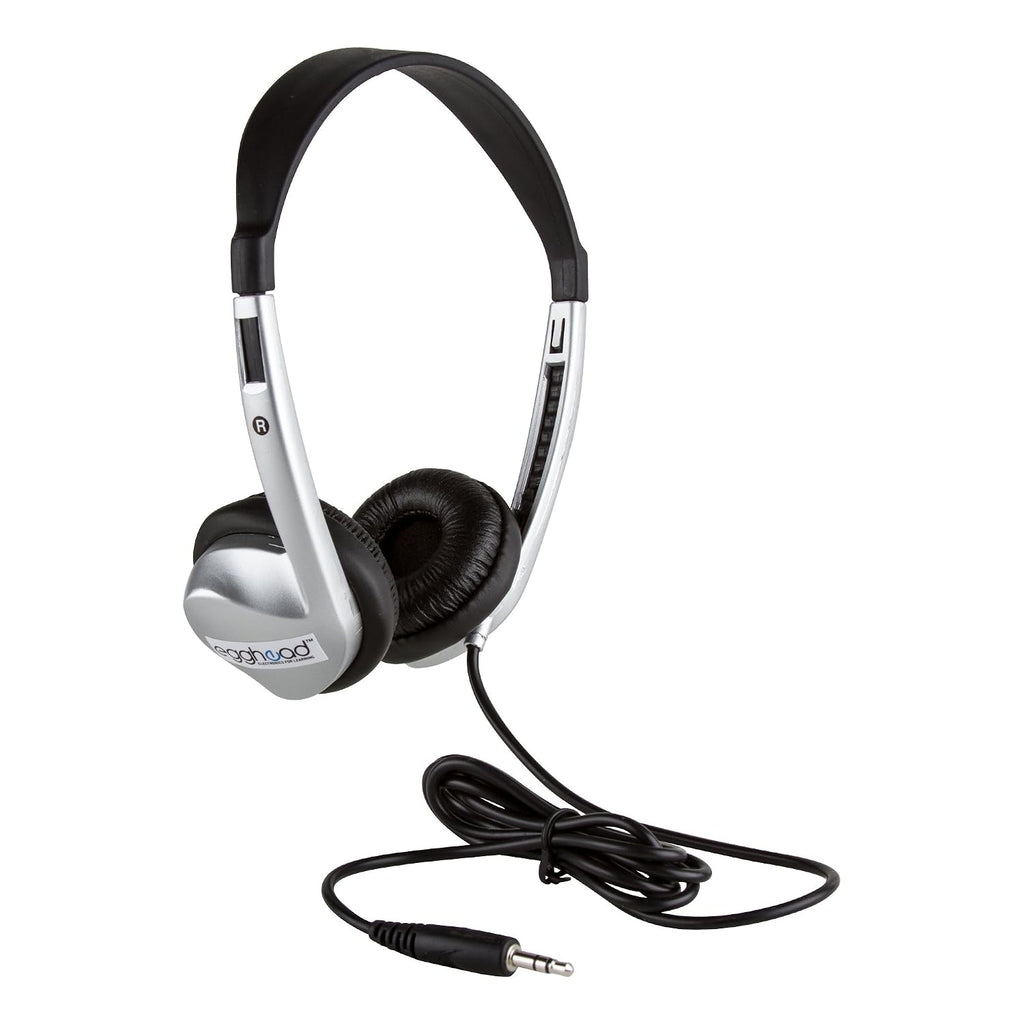 Egghead Stereo School Headphone W/Leatherette Ear Cushion (Pack of 20), black/silver