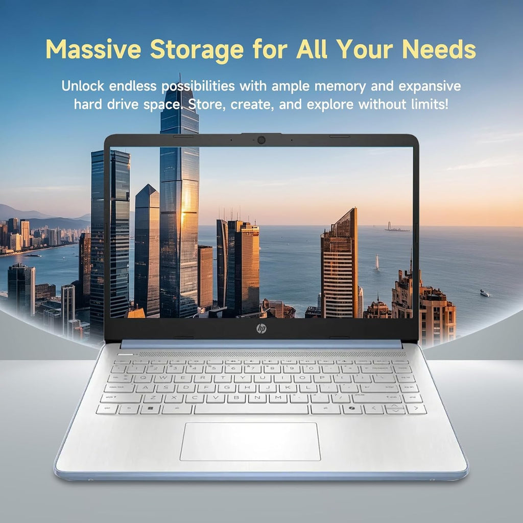 HP 14' Laptop Computer, Quad-Core (Beat i3), 16GB RAM 256GB Storage (128GB UFS+128GB SD Card), Wi-Fi 6 Win11 Laptops for Business and Student with 1-Year Office 365 W/GM Accessories