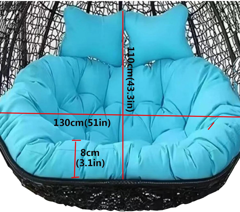 2 Seater Egg Chair Swing Cushion Outdoor, 2 Person Hanging Egg Chair Cushion, Double Hanging Basket Chair Cushion, Hanging Hammock Chair Cushion Replacement (Only Cush(Size:130X110CM,Color:Brown)