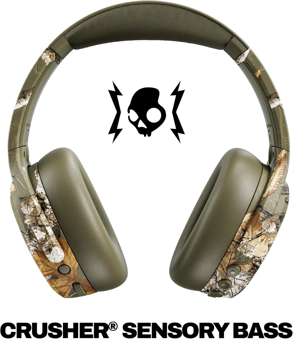Skullcandy Crusher ANC 2 Wireless Over-Ear Bluetooth Headphones with Multi-Sensory Bass, Active Noise Cancelling, Up to 60 Hours Battery, Microphone for iPhone Android - Realtree Edge Colors Drab