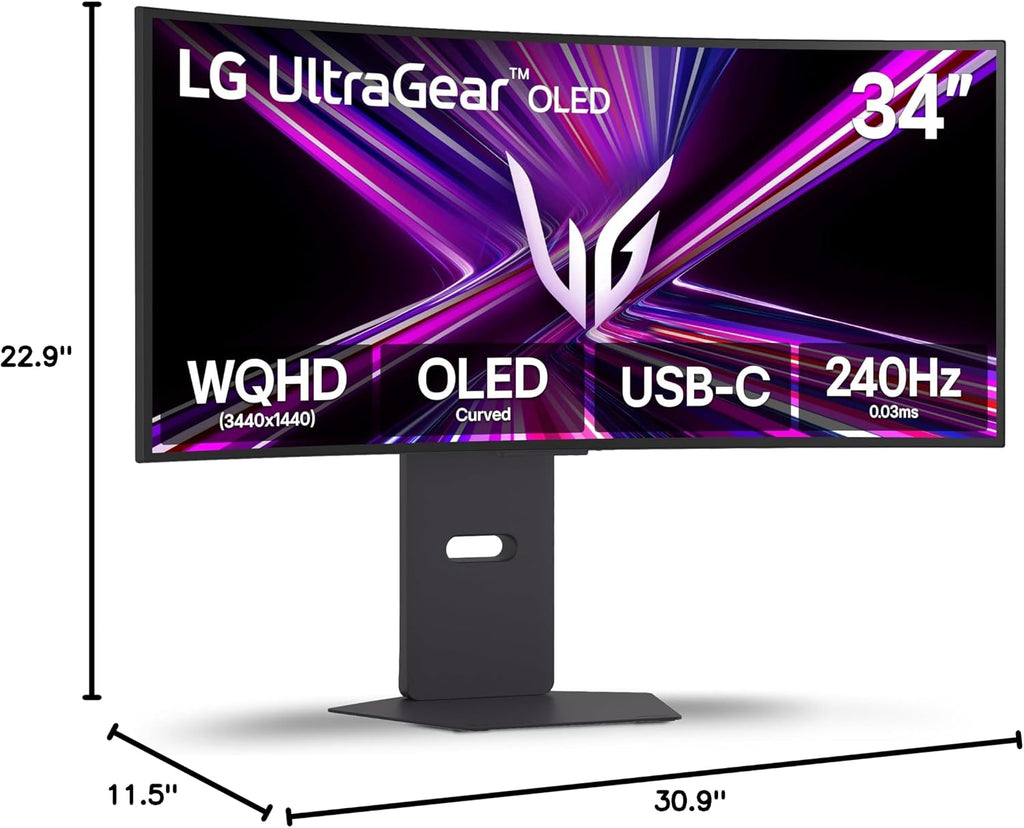 LG 34GX900A-B 34-Inch Ultragear WQHD (3440 x 1440) OLED Curved Gaming Monitor, 240Hz, 0.03ms, NVIDIA G-Sync, VESA DisplayHDR True Black 400, HDMI 2.1, DisplayPort, USB Type-C PD 65W, Black