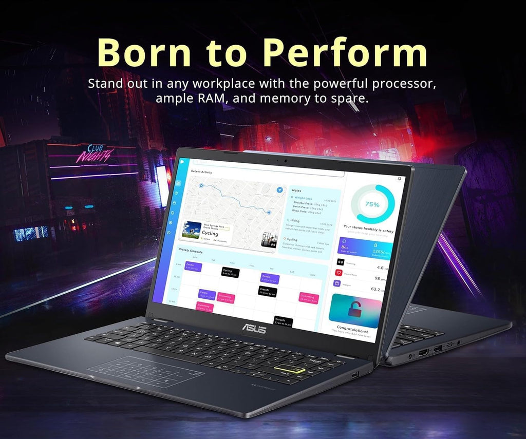 ASUS 14' Laptop for Business & Student, 14' FHD Display, Intel Celeron N4500, 1-Year of Microsoft 365, 4GB Memory, 64GB eMMC + 128GB PCIe SSD, NumberPad, Webcam, HDMI, Wi-Fi, Windows 11