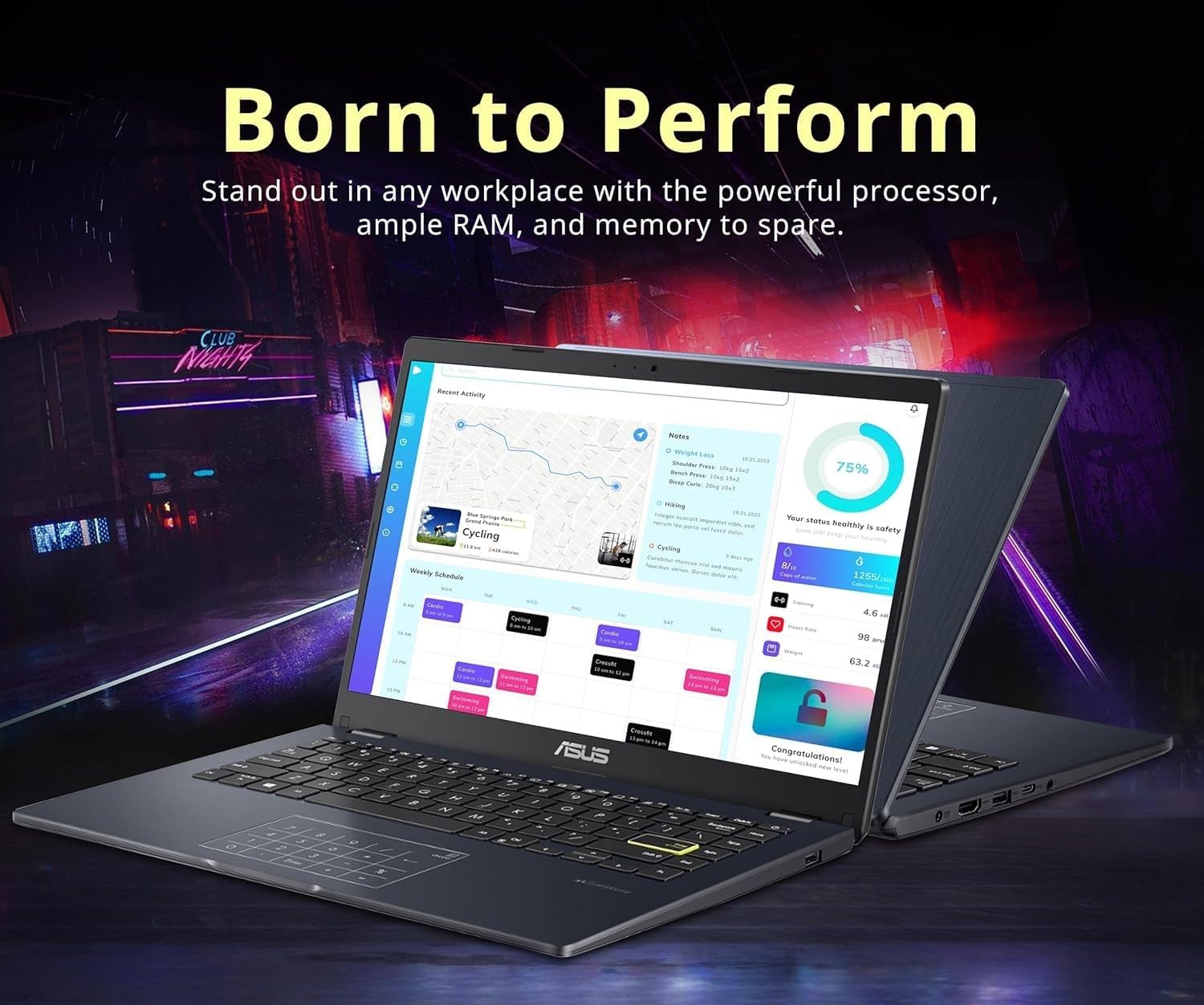 ASUS 14' Laptop for Business & Student, 14' FHD Display, Intel Celeron N4500, 1-Year of Microsoft 365, 4GB Memory, 64GB eMMC + 128GB PCIe SSD, NumberPad, Webcam, HDMI, Wi-Fi, Windows 11