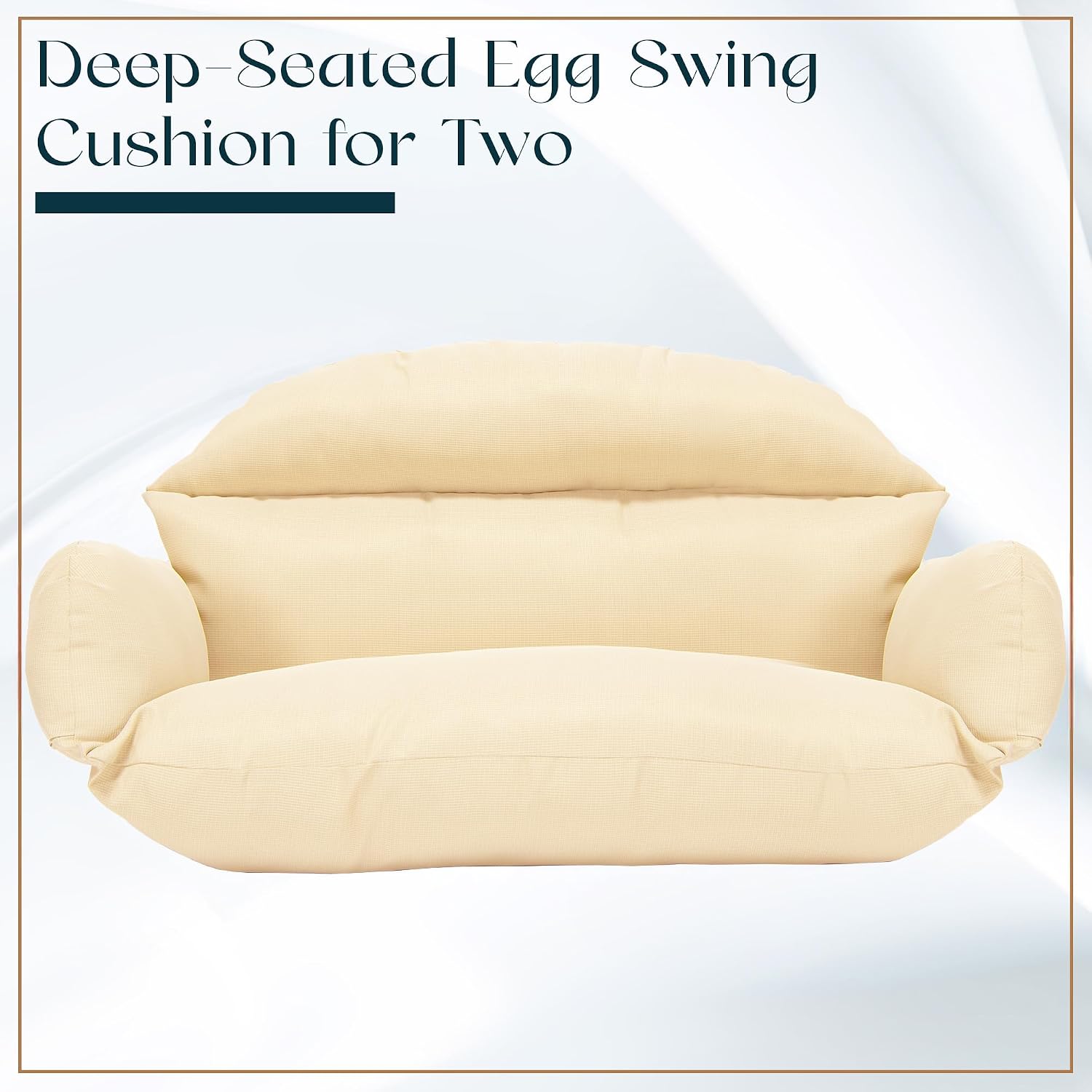 LeisureMod 2-Person Hanging Egg Chair Cushion, Quick-Drying Fabric with Soft Cotton Filling, Weather-Resistant Outdoor Seat Cushion, Machine Washable, Cream