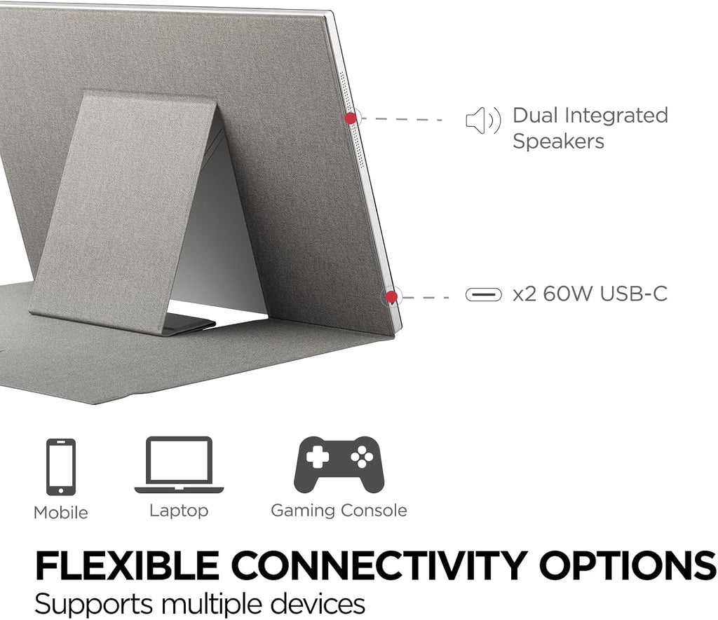 ViewSonic VG1656N 16 Inch 1200p Wireless Portable Monitor, IPS for Improved Workflows and Second Screen Productivity, Built-in Stand and Battery, 60W USB-C, and WiFi Dongle Inputs