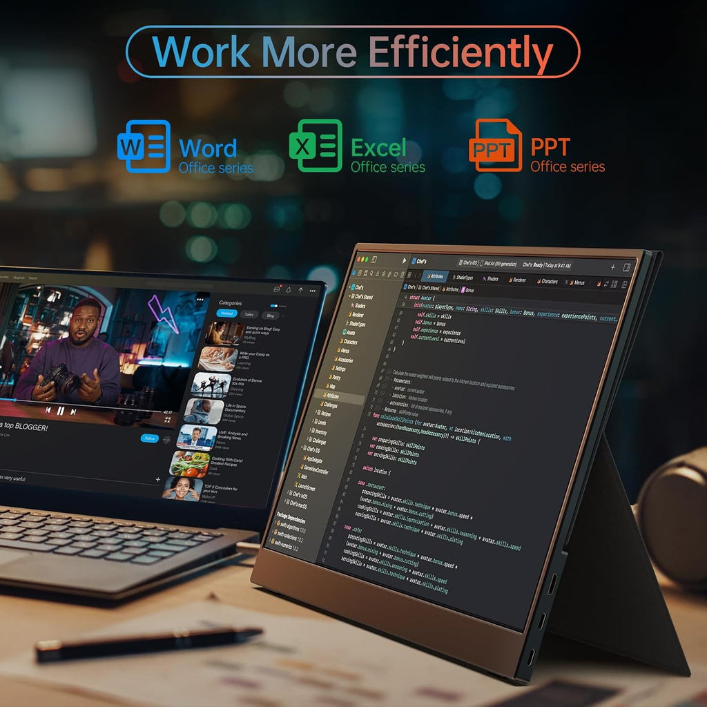 ForHelp True 4K Portable Monitor - 15.6inch UHD 3840×2160 100% sRGB USB-C HDMI External Second Monitor Portable IPS Screen Computer Display with Speakers for Laptop MacBook Switch PS5/4 Xbox