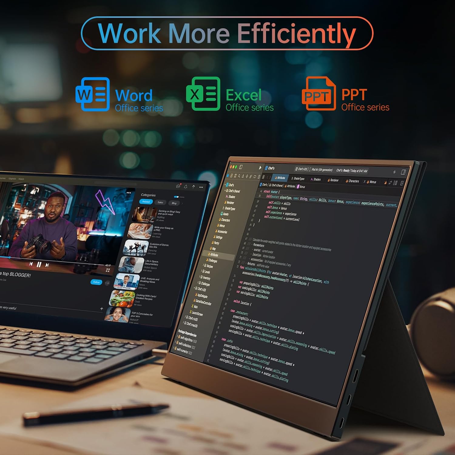 ForHelp True 4K Portable Monitor - 15.6inch UHD 3840×2160 100% sRGB USB-C HDMI External Second Monitor Portable IPS Screen Computer Display with Speakers for Laptop MacBook Switch PS5/4 Xbox
