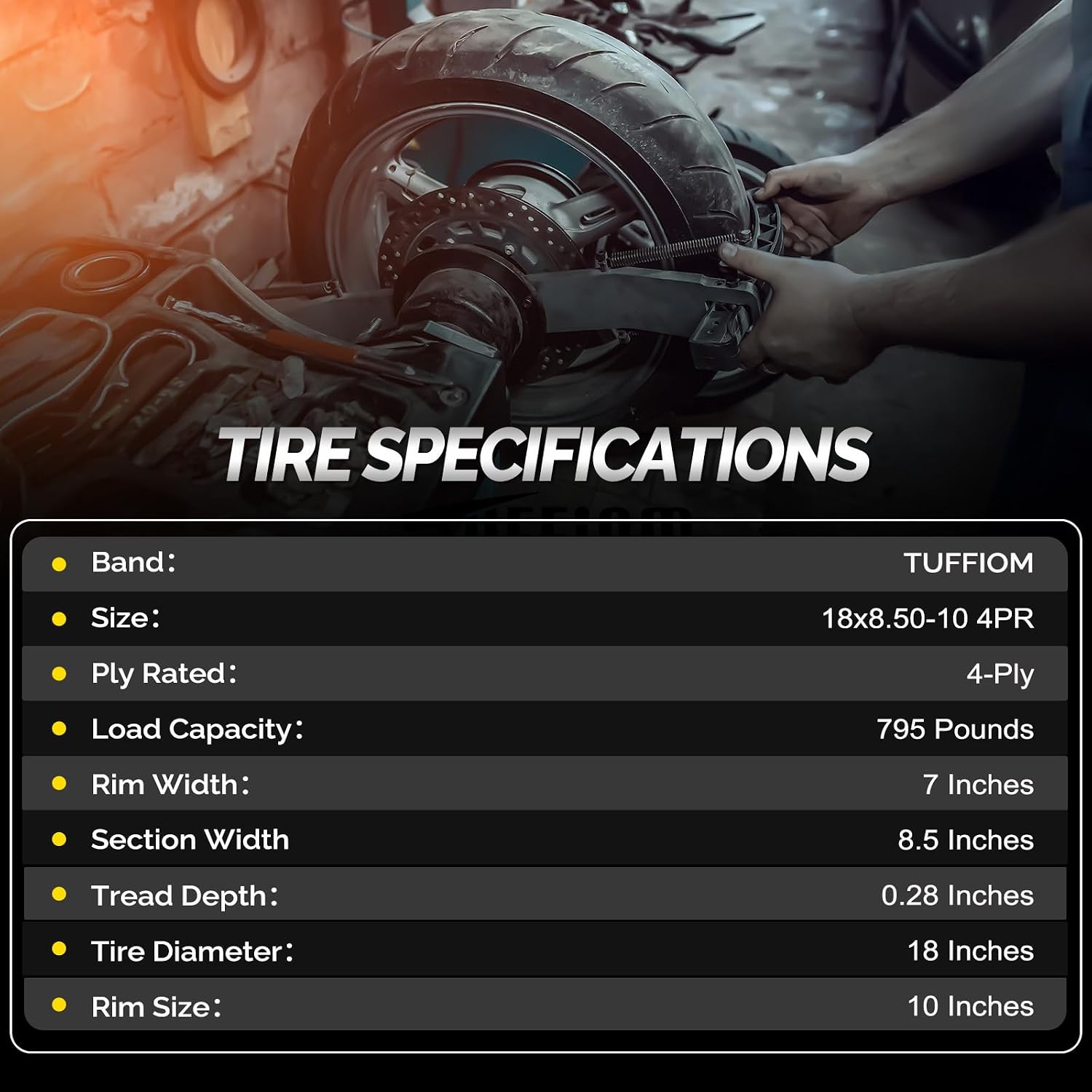 TUFFIOM 20x10.00-10 Lawn Mower Tires Set of 2, 4PR Turf Tire Lawn & Garden Tires, Compatible With Most Lawn & Garden Utility Vehicles, Tubeless