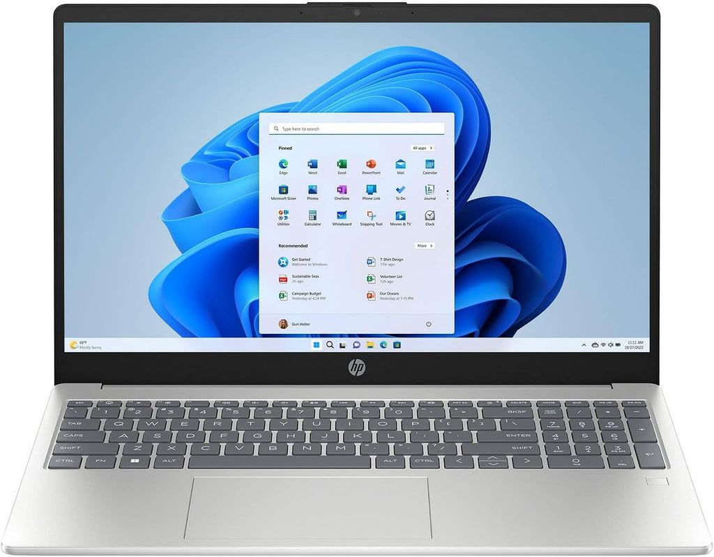 HP 15.6 inch FHD Laptop | Intel Core i3-N305 Processor | Intel UHD Graphics| Fingerprint | Silver | 8GB RAM | 256GB SSD | Windows 11 Home | Bundle with 64GB USB Flash Drive