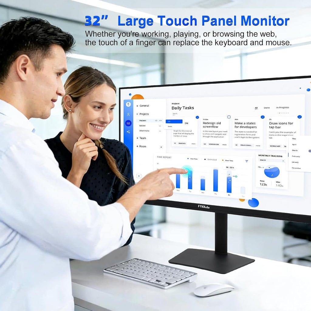 FYHXele 22 Inch Touchscreen Monitor, IPS FHD 1080P Touch PC Display, 75Hz, LED Backlit Multi-Touch Monitor, VESA, HDMI & VGA & USB Computer Touch Screen for Gaming, Business, Warehouse, Bar, Gym