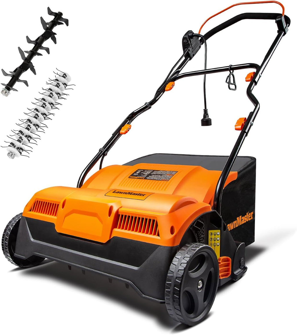 LawnMaster GVB1316 Electric 16' 13 Amp Dethatcher and Scarifier with 12 Gallon Collection Bag