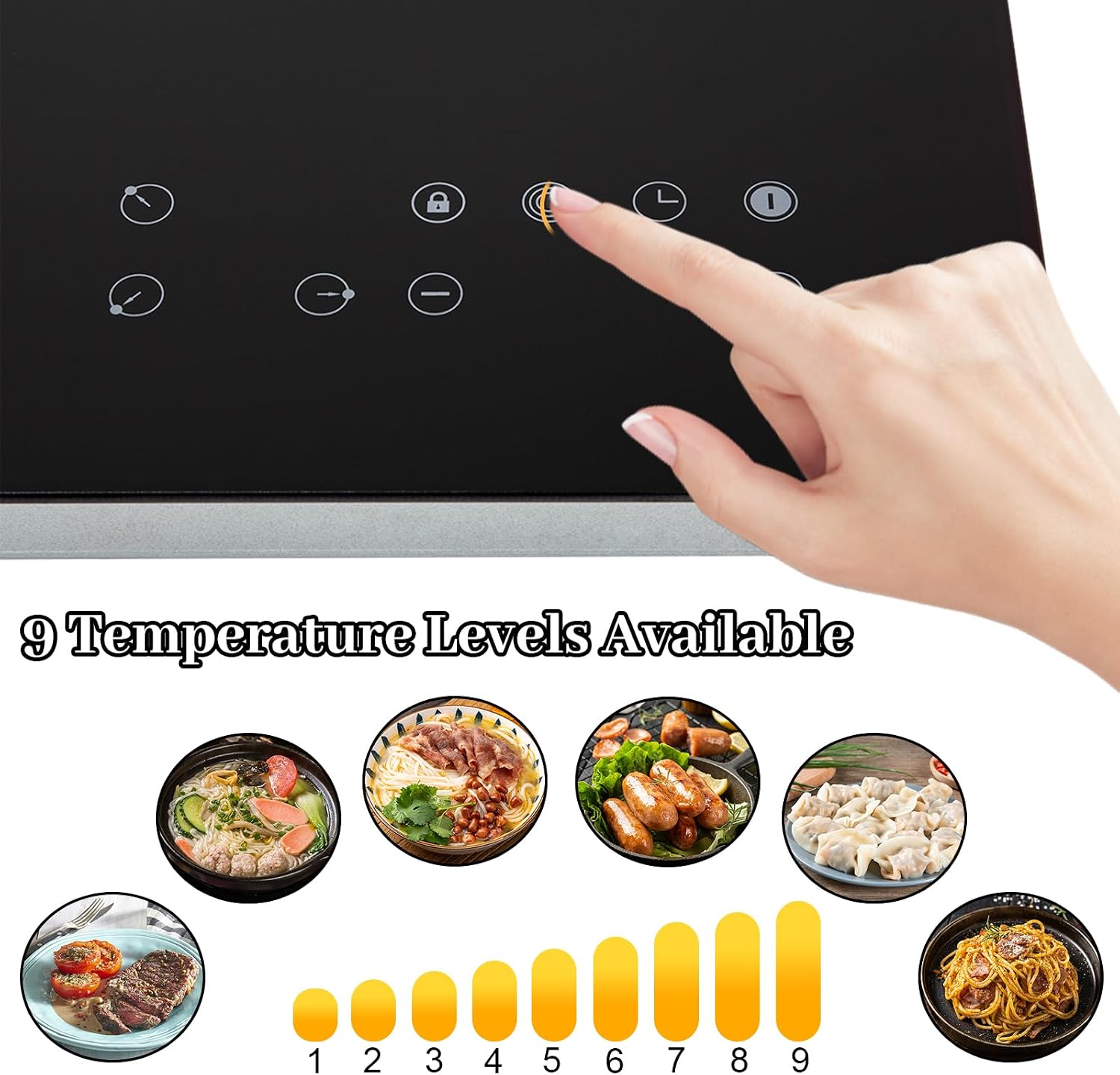 2600W 110V Electric Ceramic Cooktop Portable 3 Burners Built-in Cooktop Sensor Touch Control Countertop Electric Hot Plate with Kid Safety Lock and Timer, 9 Heating Level(no plug)