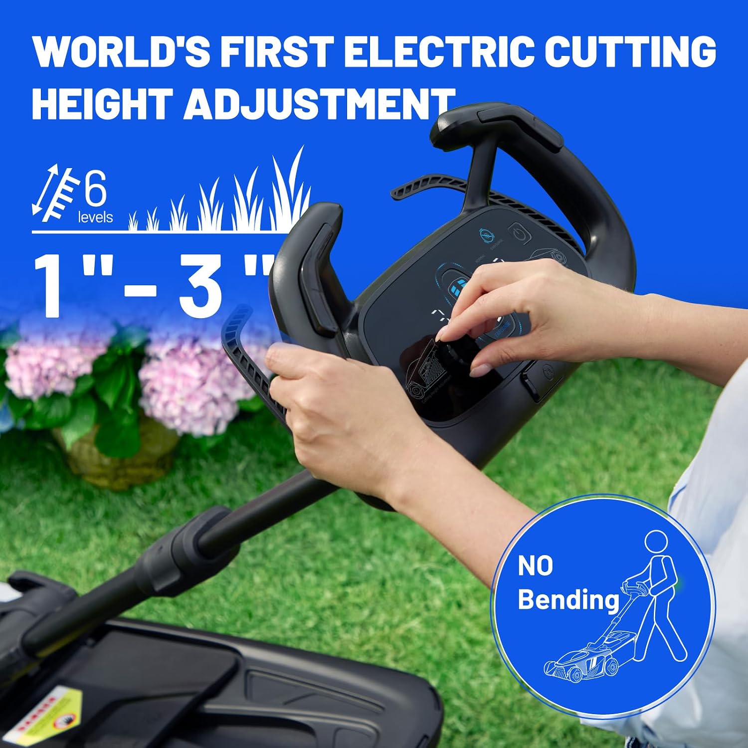 Electric Lawn Mower, Self-propelled Lawn Mower Cordless 40V(2x20V) 18.5' Brushless Mower with Electric Cutting Height Adjustment, Higher Rotation Speed, 2 x 4.0Ah Battery and Rapid Charge Included