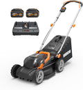WORX Cordless Lawn Mower, 14' 40V Electric Mower with Brushless Motor, Lightweight 2 in 1 Push Lawn Mower with 6-Position Height Adjustment for Small Yards, 2 Batteries & Charger Included, WG735