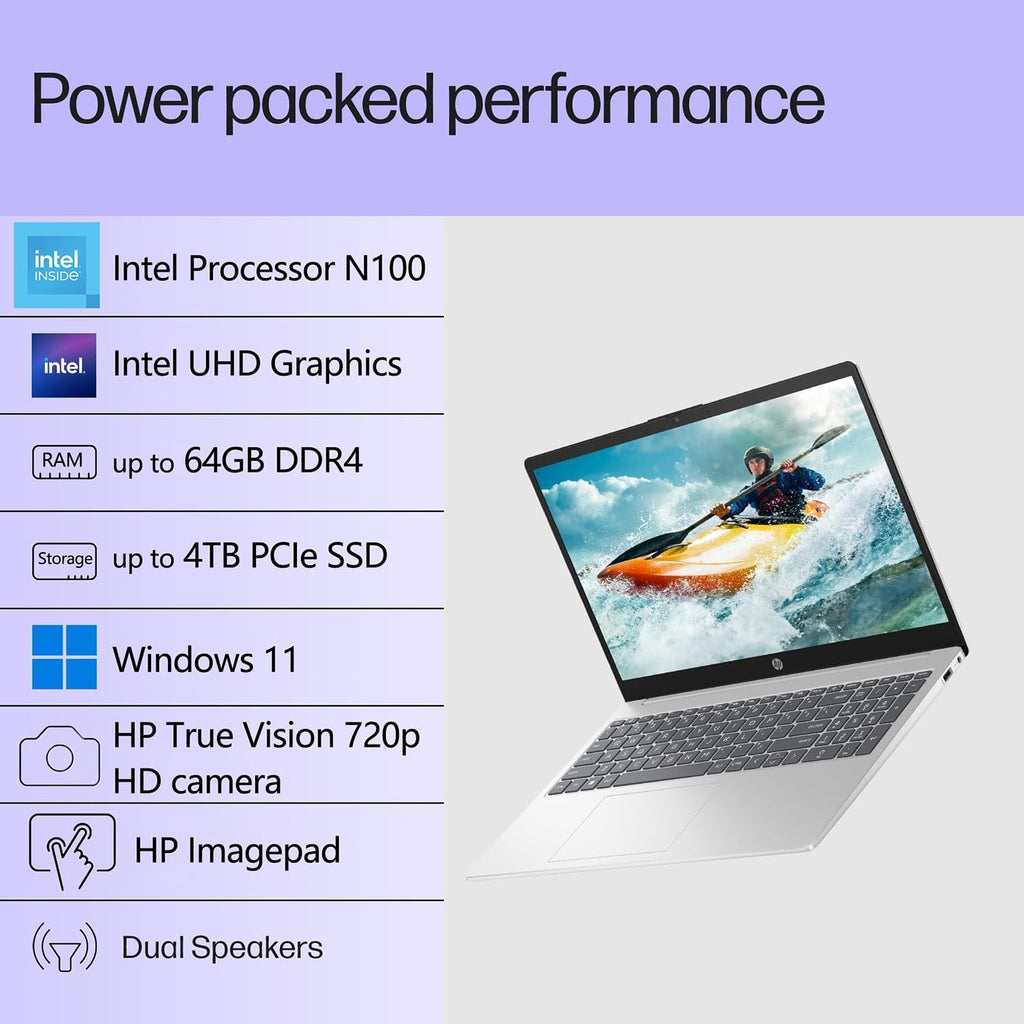 HP Pavilion 15.6 Laptop Computer for Daily Work & Student Home Study, Lifetime Office 365, Intel N100, 16GB RAM, 1TB SSD, Fast Charging, Long Battery Life, Windows 11 Home, Type-C to RJ-45 Cable
