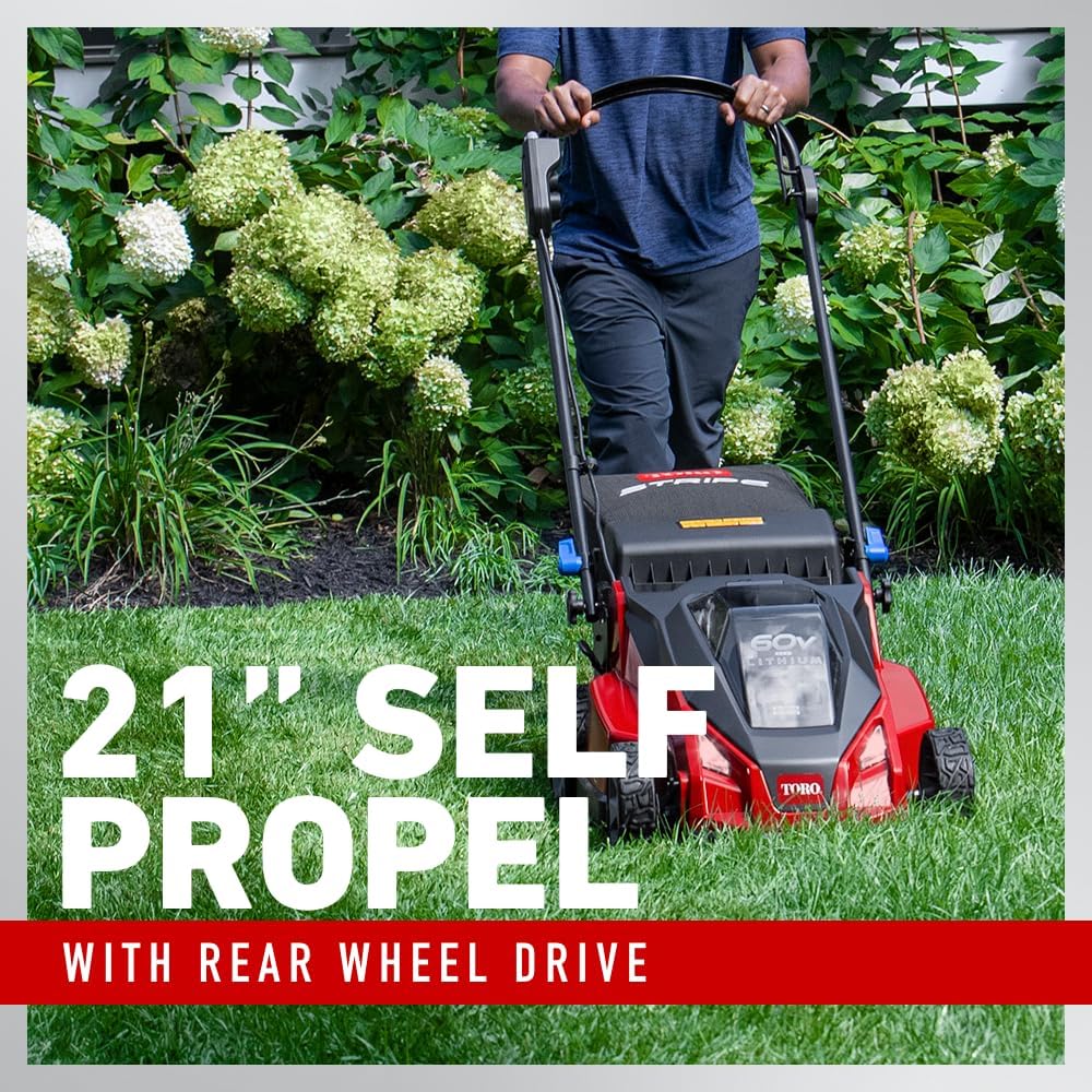 Toro 60V MAX* 21 in. Stripe® Dual Blades, Self-Propel Lawn Mower - Battery/Charger Not Included