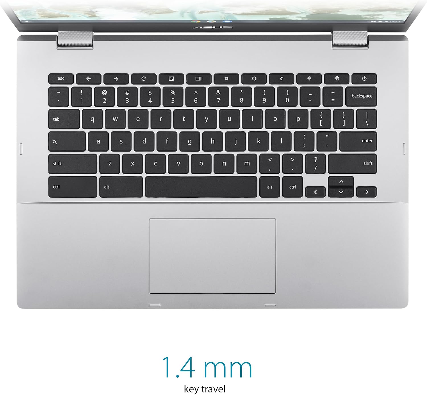 ASUS Chromebook CX1, 14' FHD, Intel® Celeron N4500 Processor, 64GB Storage, 4GB RAM, ChromeOS, Transparent Silver, CX1400CKA-AS44F
