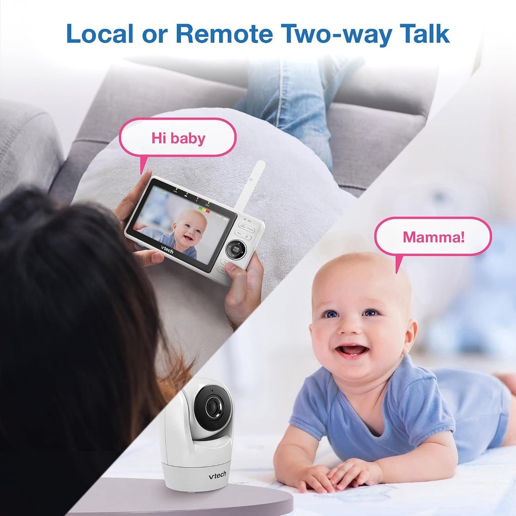 VTech VM901 Smart WiFi Baby Monitor – 1080p Camera, 5' HD Screen, Remote Pan Tilt Zoom, Free App, Night Vision, No Subscription
