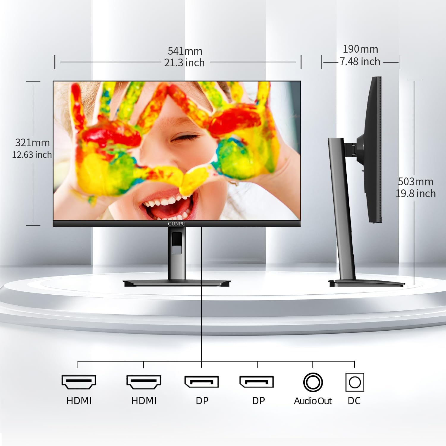 CUNPU 24 Inch 4K UHD IPS Monitor, 185PPI, ΔE < 2, 100% DCI-P3, 1.07B+ Colors, Height Vertical Adjustable Stand, Built-in Dual Speakers, VESA – for Photo Editing, Office Work & Home Entertainment