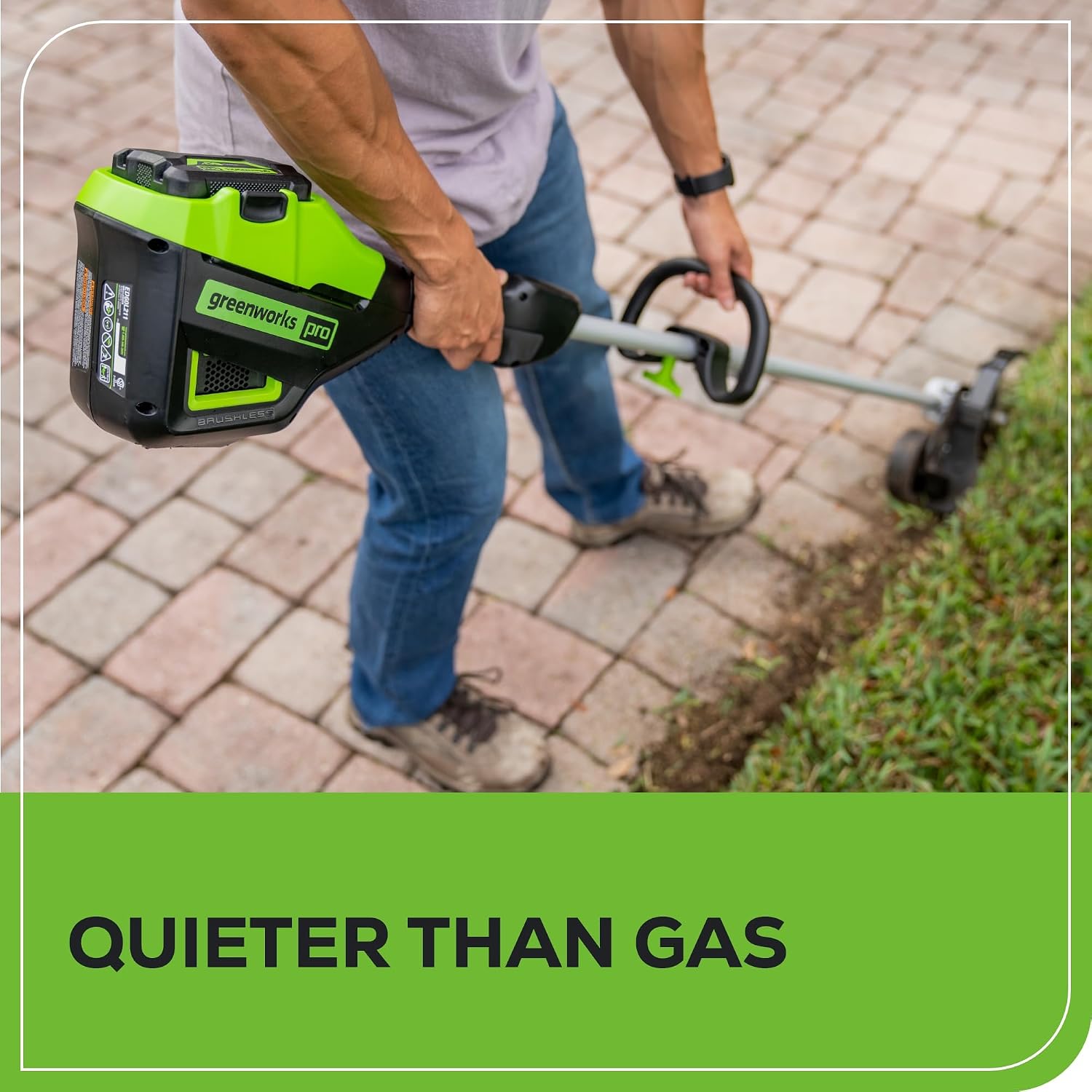 Greenworks 60V 8' Brushless Cordless Edger with 2.0Ah Battery & Charger – Tool-Free Depth Adjustment, Lightweight Lawn Edging Tool, 4-Year Warranty