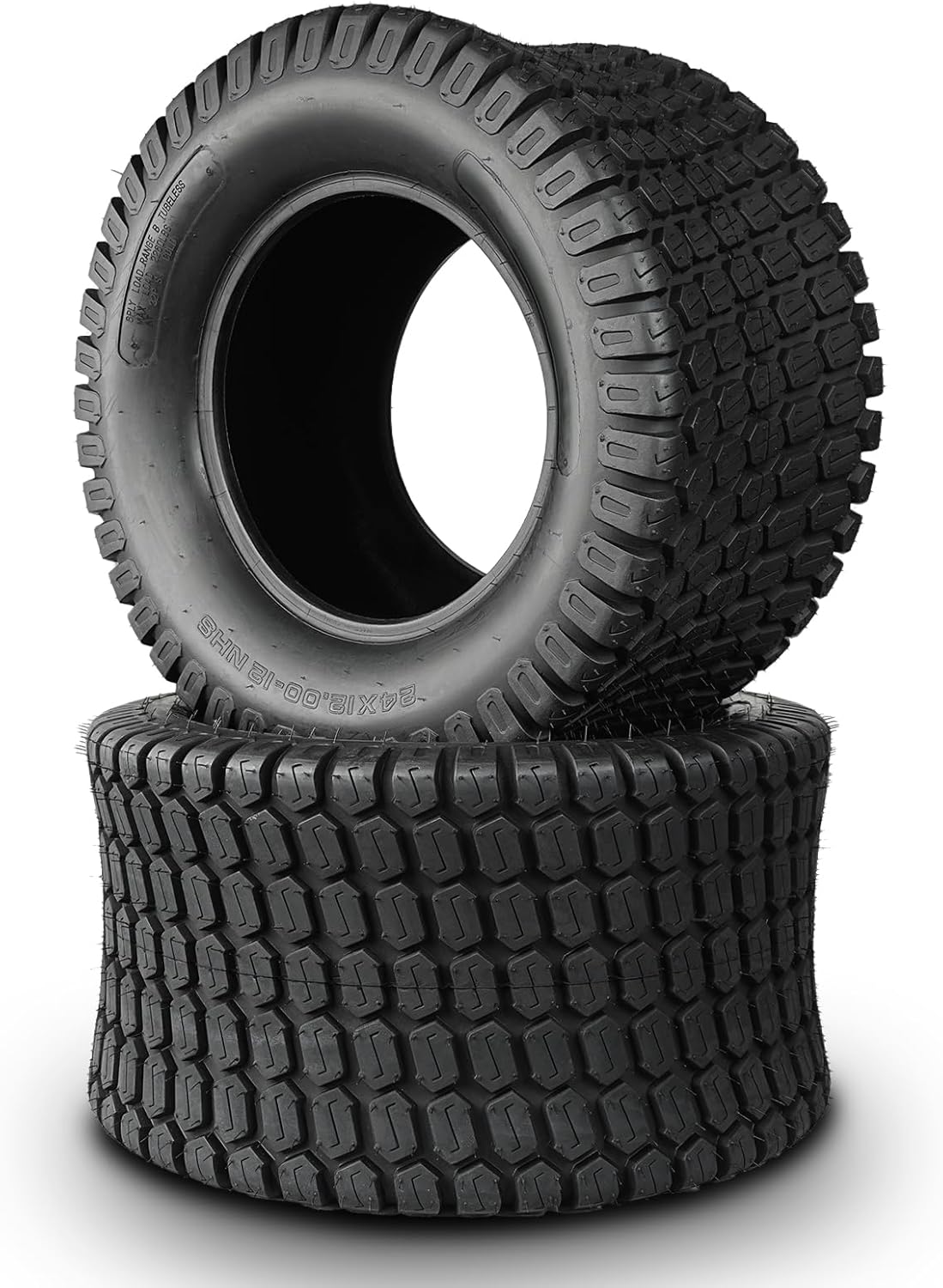 TRIPOWER 24x12.00-12 Lawn Mower Tires, Set of 2, 6PR Tubeless NHS Turf Tires for Riding Mowers and Lawn & Garden Tractors, Tire Only, Rim Not Included