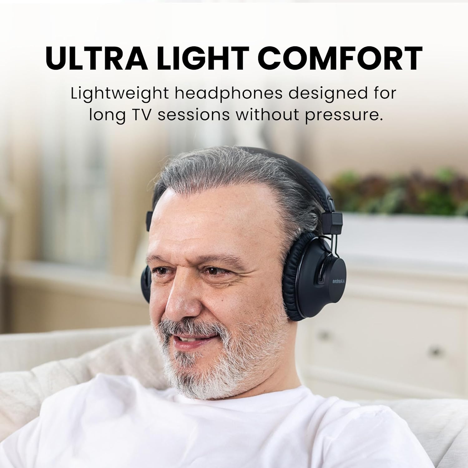 Avantree HT5009 Plus – Wireless TV Headphones for TVs with Optical (TOSLINK) or AUX Audio Output, Clear Voice and Volume Boost, Comfortable Over-Ear Fit, 60H Playtime, Charging Dock Included