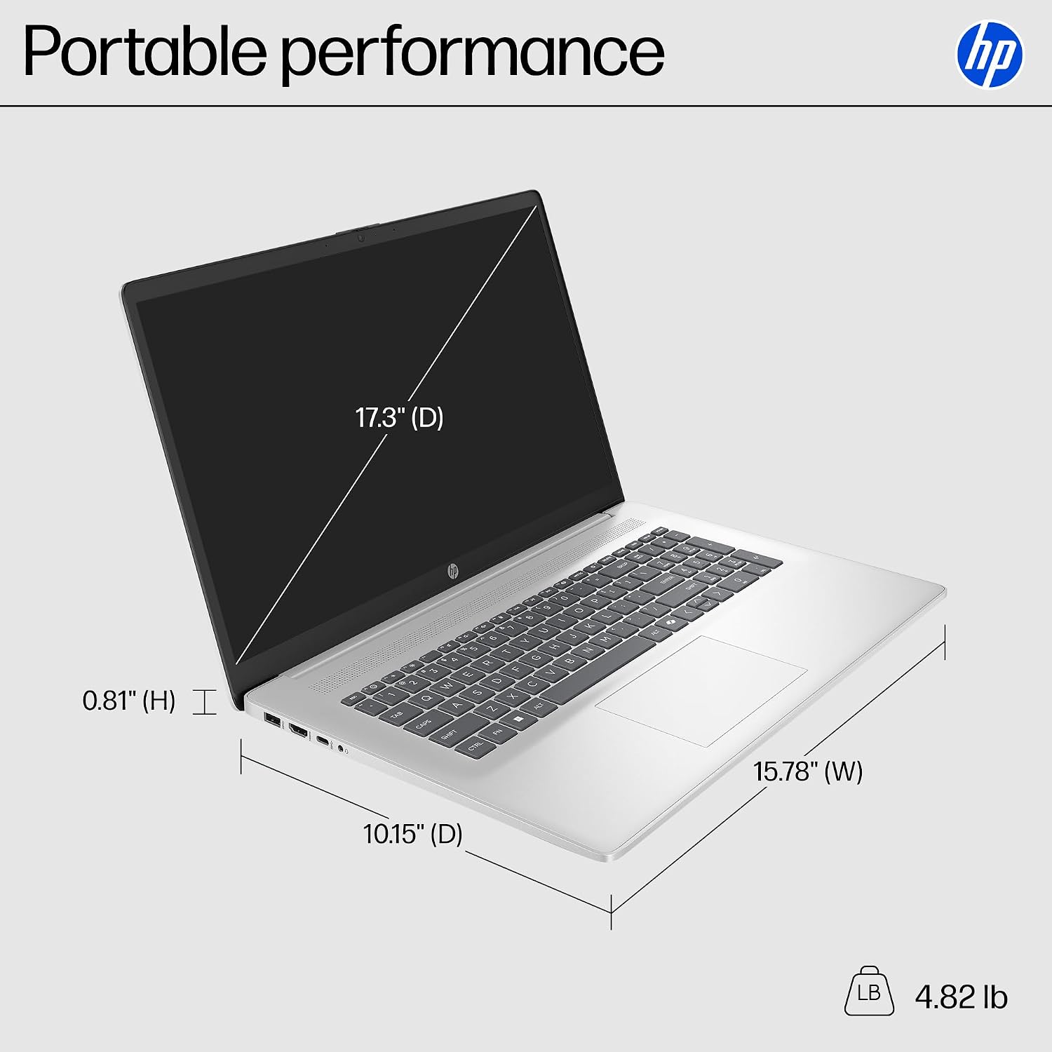 HP 17.3' Touch | Touchscreen Laptop with Office 365 for The Web, AMD Ryzen 5 7430U (6 Cores, 12 Threads, Upto 4.3GHz, Beats Core i7-1355U), 16GB RAM, 512GB SSD Storage, 10 Key Number Pad, No Mouse