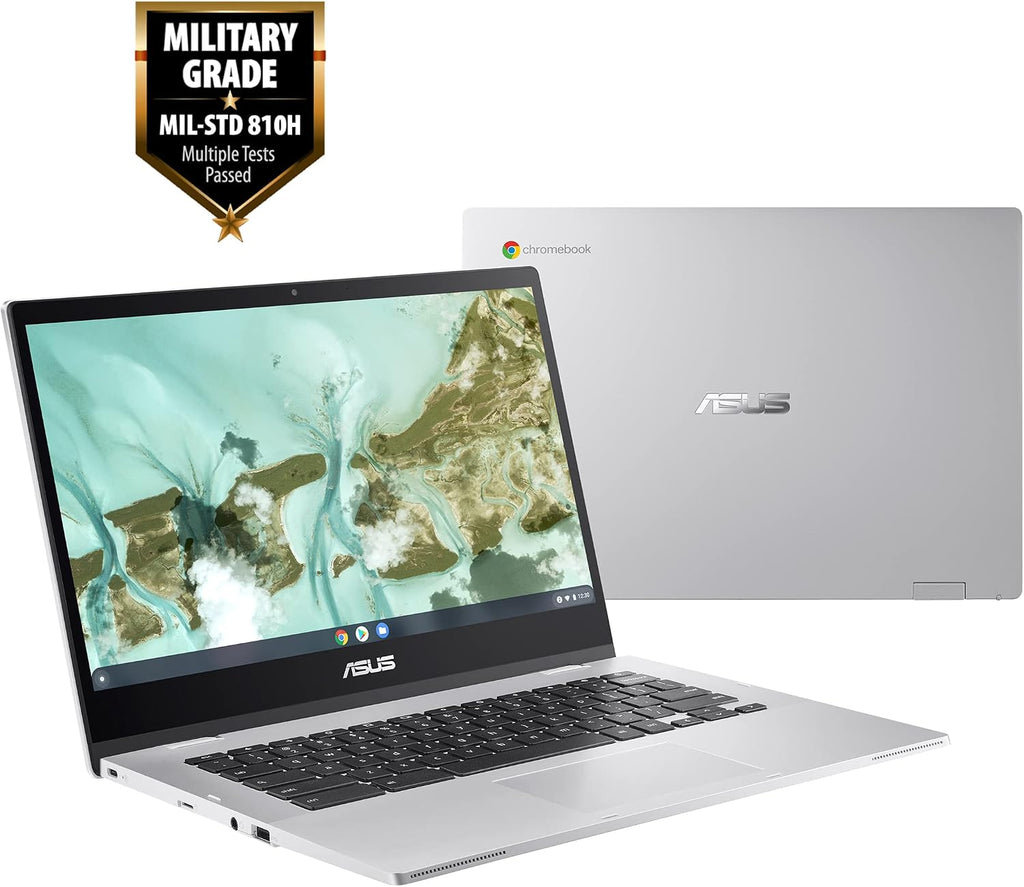 ASUS Chromebook CX1, 14' FHD, Intel® Celeron N4500 Processor, 64GB Storage, 4GB RAM, ChromeOS, Transparent Silver, CX1400CKA-AS44F