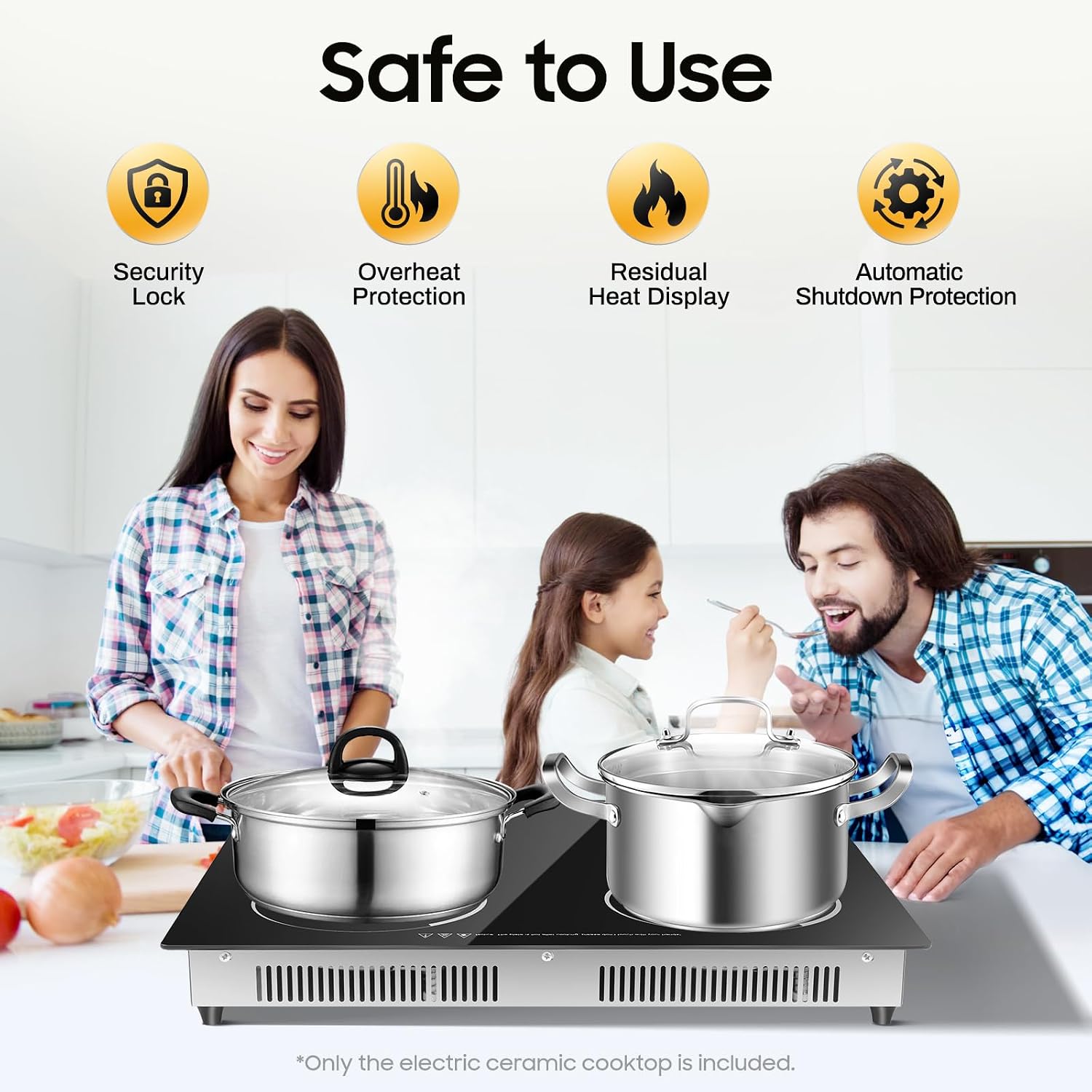 Countertop 4 Burner Induction Cooktop,Portable Electric Stove, 3000W (2x900W+2x600W) Ceramic Cooktop with 9 Power Gears, 80-650°C Temp & 120min Timer, LED Touch Screen for Home Kitchen Restaurant