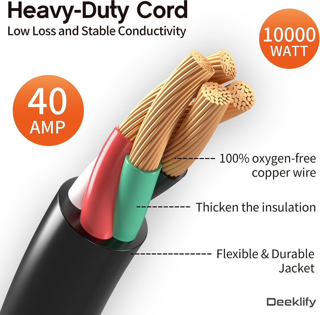 100FT 40 Amp Generator Cord, NEMA 14-50P/SS2-50R Heavy-Duty 4 Conductors Cable, Pure Copper STW RV Extension Cord, Female Plug with Twist Lock, Suitable for RV or Camper, ETL Listed