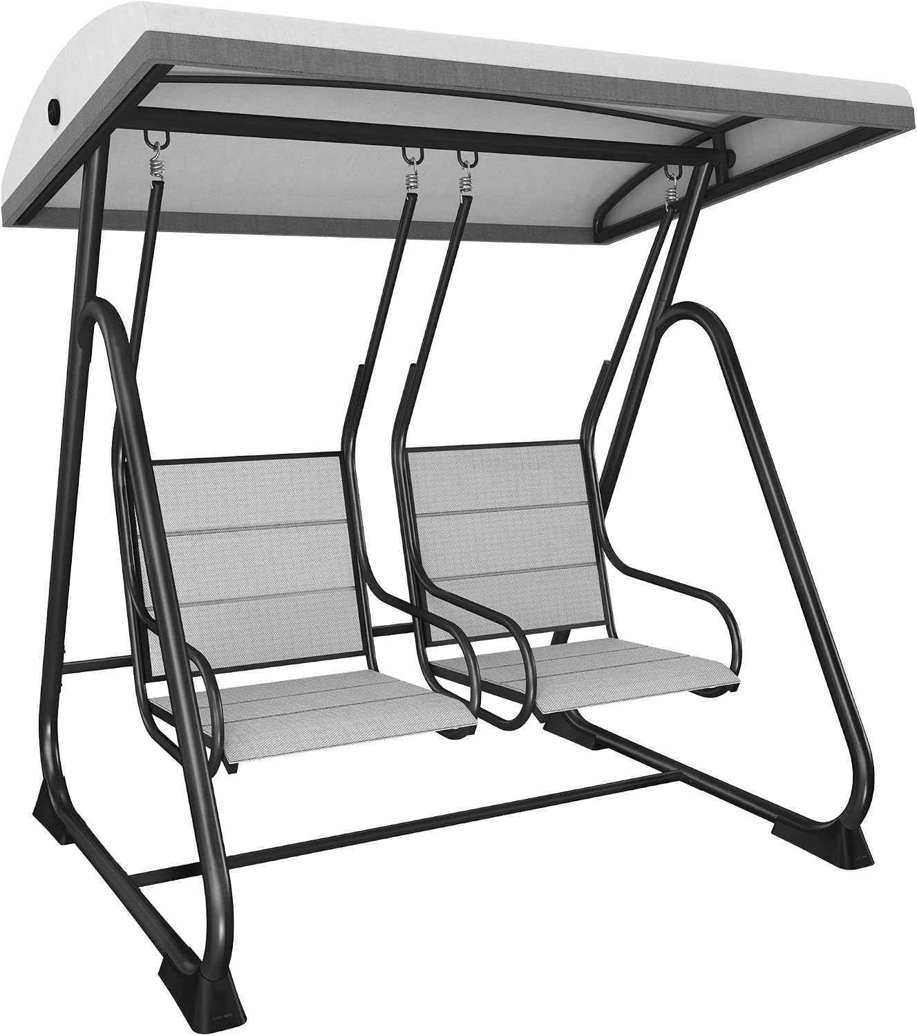 East Oak 2-Person Outdoor Patio Swing Chair with Adjustable Canopy, Porch Swing with Comfortable and Breathable Seats, Independent Swing Chairs for Garden, Balcony, Backyard, Charcoal Black