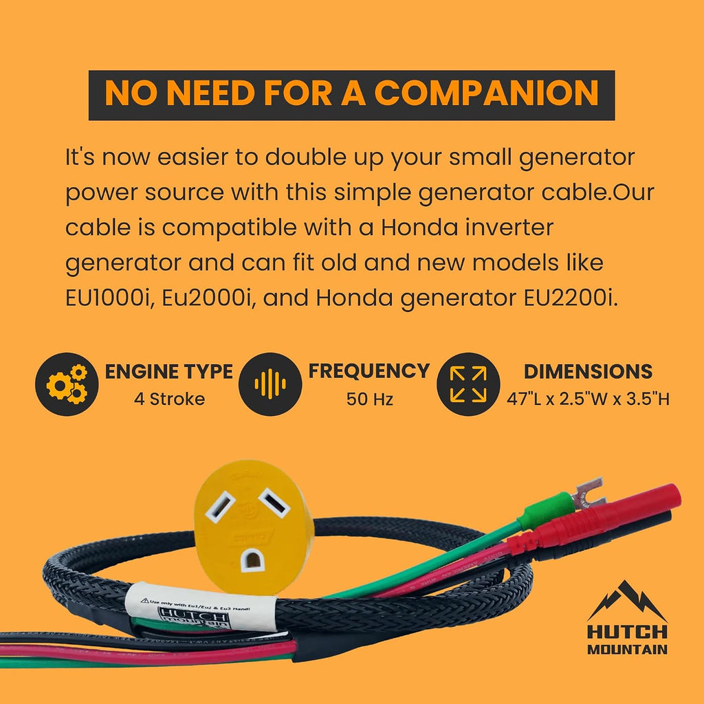 Hutch Mountain Power Grip Parallel Cable - Compatible with Honda Generator Eu2200i, 1000i, & 2000i, RV Cable w/ 30 amp Generator Cord Breaker, Parallel Kit with Built Handle