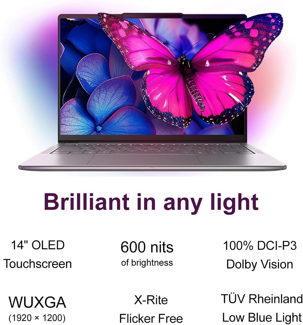 Lenovo Slim 7i Aura Edition AI Laptop (14' FHD+ OLED Touchscreen, Intel Core Ultra 7 258V, 32GB DDR5, 1TB SSD), Arc 140V GPU, Copilot+ PC, 17-Hr Battery Life, 5MP IR Webcam, Wi-Fi 7, Win 11 Home