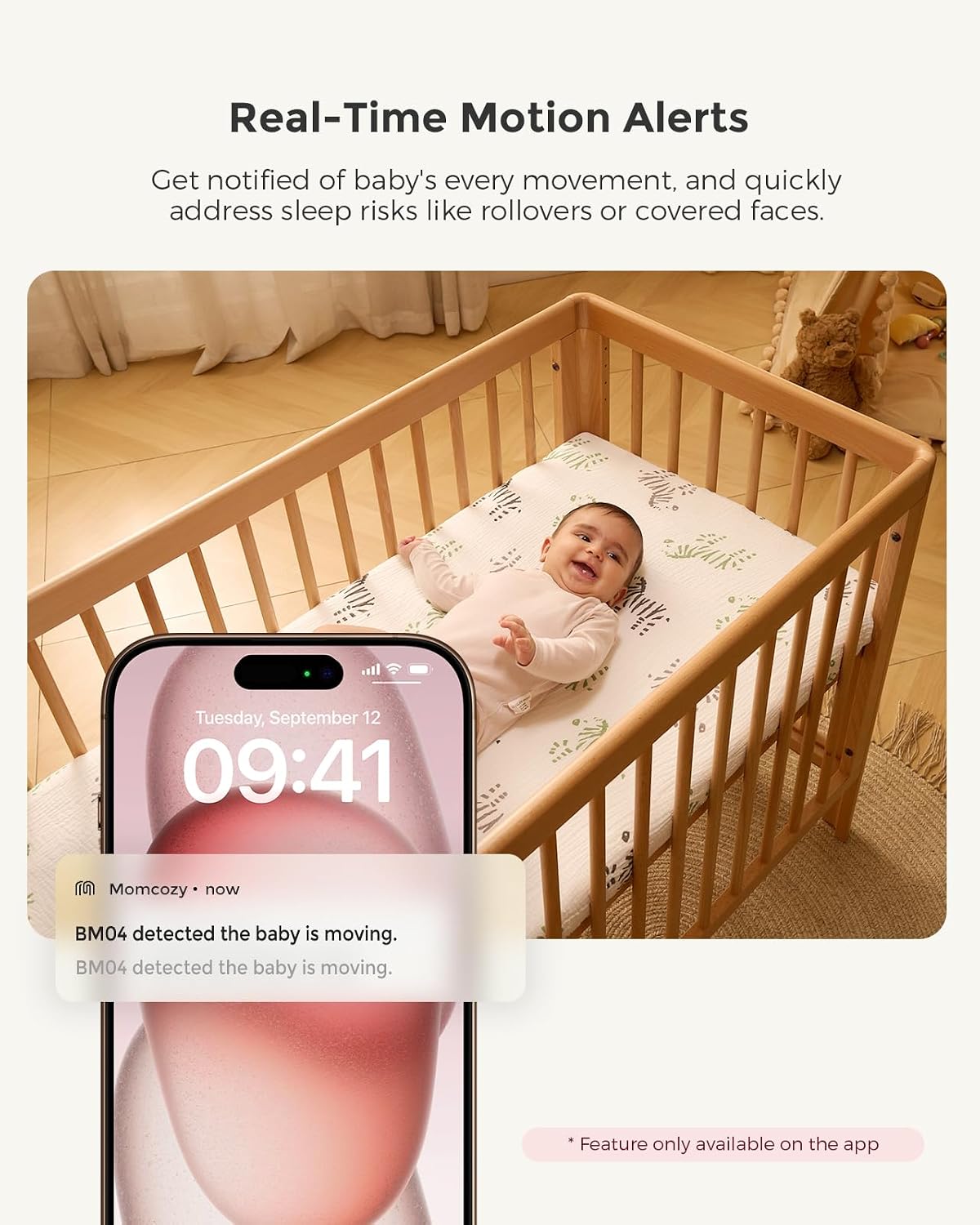 Momcozy BM04 Smart WiFi Baby Monitor with 2 Cameras, 5' 1080P Split Screen Video Baby Monitor with Camera and Audio, Motion Detection, Electric Fence, Clear Night Vision, 2-Way Audio, 5000mAh Battery