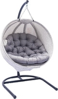 Hanging Egg Chair with Stand - Hanging Ball Chair W/Plush Cushions,Weather-Resistant Fabric, Indoor Outdoor Foldable Swing Chair for Patio, Balcony, Yard & Living Room,(Gesar Flower Gray)