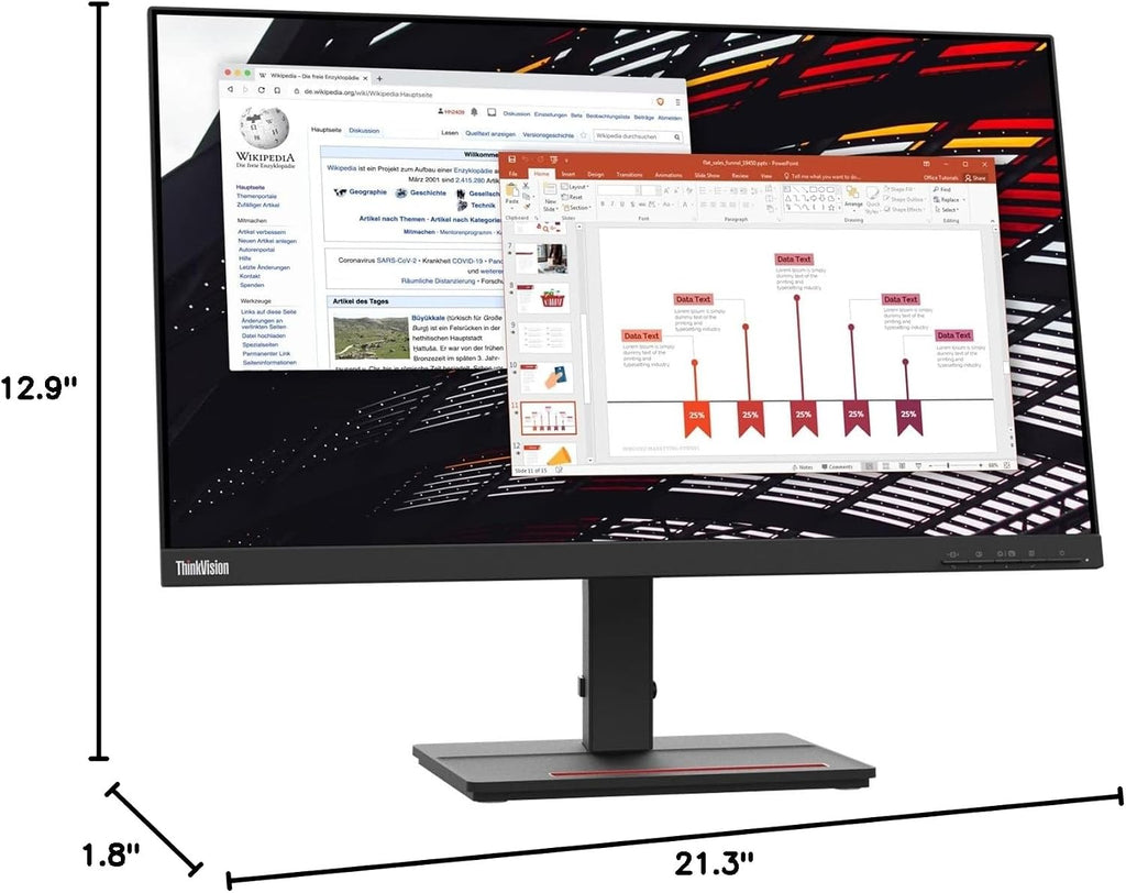 Lenovo ThinkVision S24e-20 23.8' Full HD WLED LCD Monitor - 16:9 - Raven Black