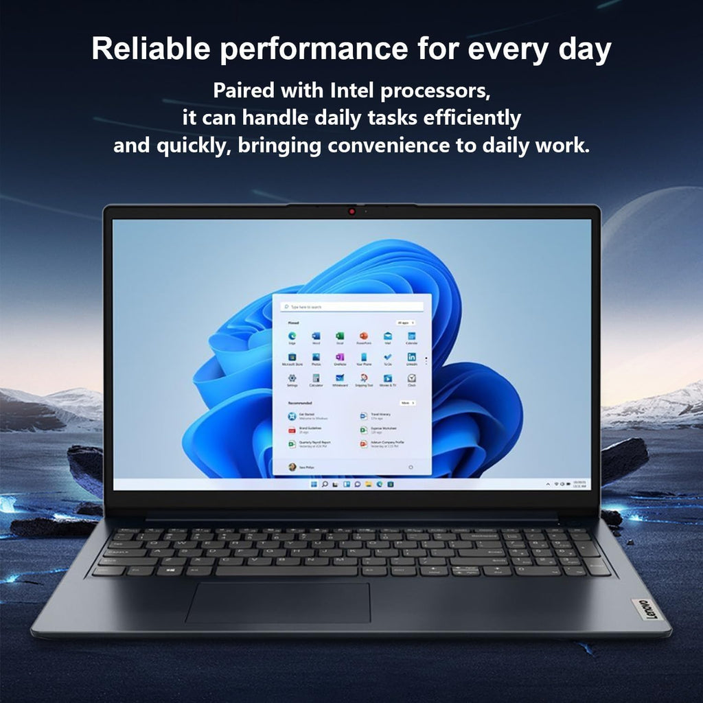 Lenovo IdeaPad 1i Laptop, 15.6 Inch FHD Touchscreen, Intel Core i5-1235U Processor, 16GB RAM, 512GB SSD, Webcam, HDMI, Wi-Fi 6, Windows 11 Pro, Blue, with Microsoft 365 for The Web