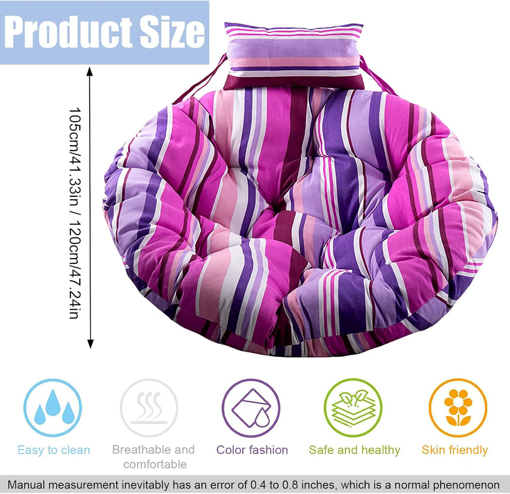 Papasan Chair Cushion Thick Comfortable and Oversized Egg Rocking Chair Cushion Round Indoor Hanging Egg Chair Cushions Swing Chair Cushion Without Chair (E 120cm/47.24in)