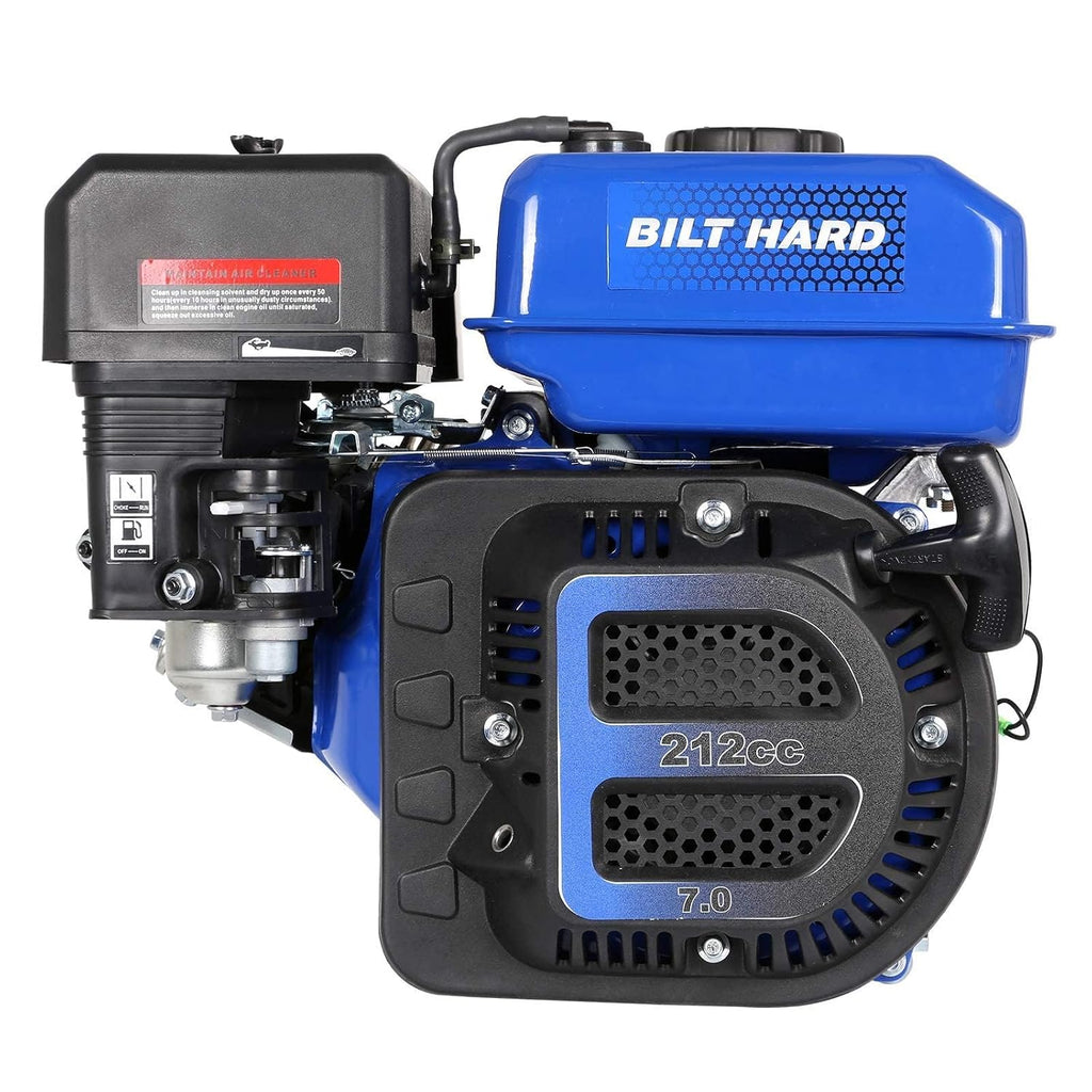 BILT HARD 7HP Gas Engine Horizontal Shaft, 212cc 4 Stroke OHV Industrial Grade Replacement Gas Motor, Shaft 3/4' (19mm) Diameter, 2-3/8' Long, 3/16' Keyway