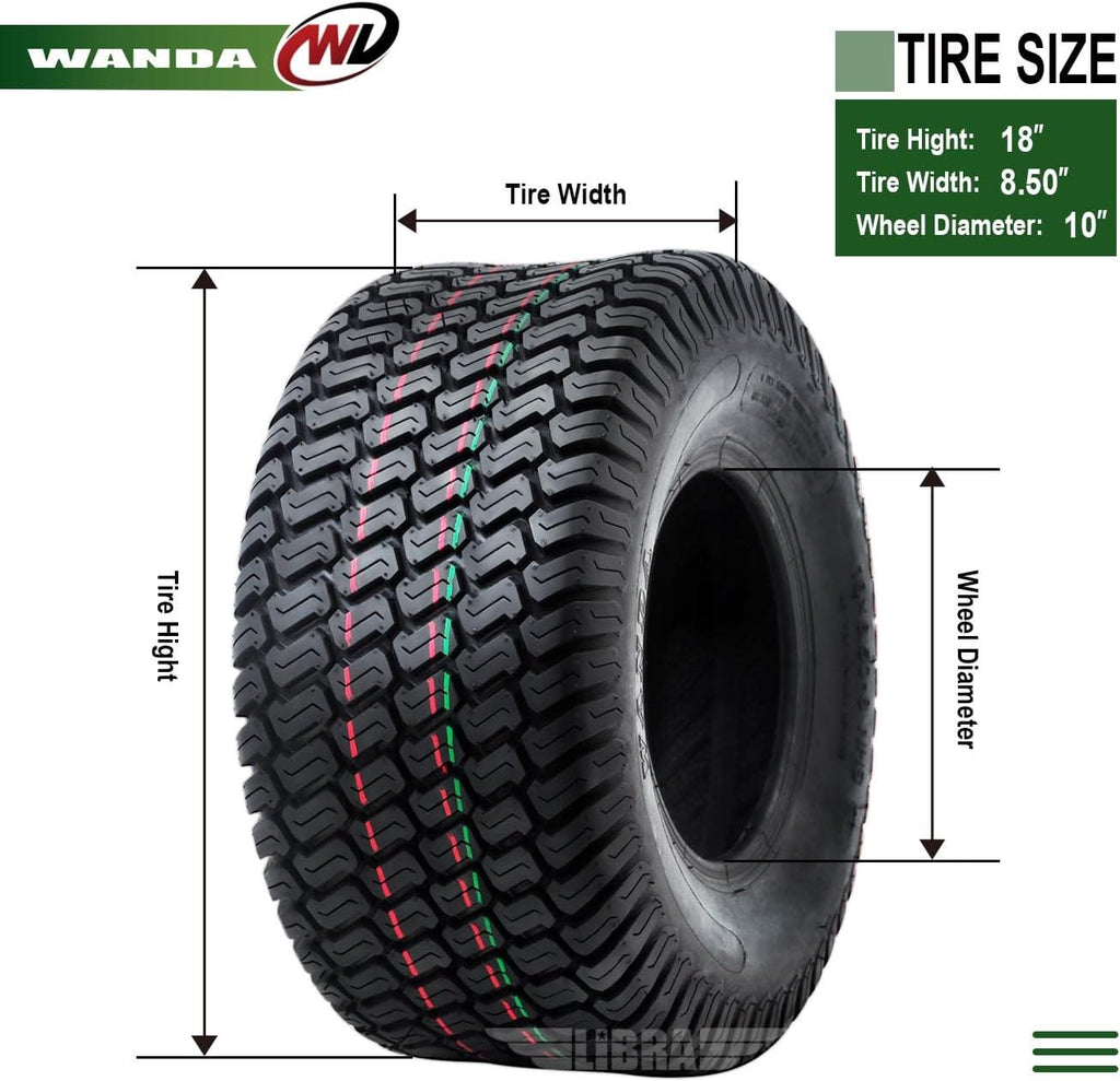WANDA 18X8.5-10 Lawn Mower Tractor Cart Turf Tires 4 Ply 18x8.5x10 -Set 2-13029