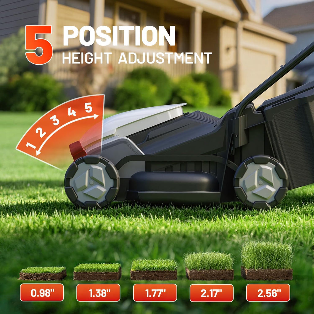 Litheli Electric Lawn Mower Cordless,Grass Cutter Machine for 2800 Sq.Ft, Lawnmower with Brushless Motor, 8 Gallon Capacity, Cutting Height from 1 to 2.5 in, Includes 1 5.0 Ah Battery and Charger
