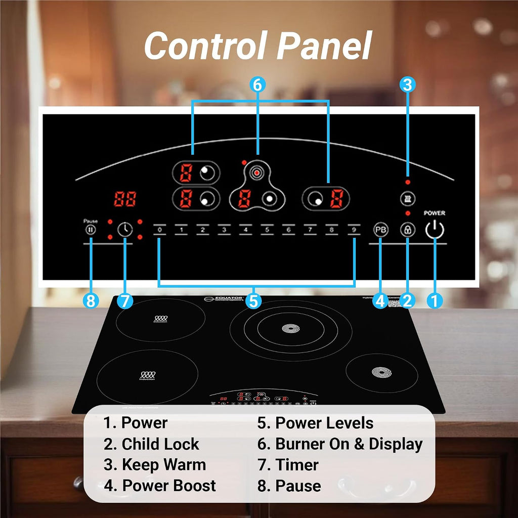 Equator 30-inch Electric Hybrid Cooktop with 2 Induction & 2 Ceramic Burners Dual Cooking Modes for Flexible, Fast, and Efficient Cooking Sleek Built-in Design